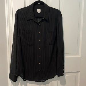 ❄️ Black long sleeve sheer blouse size XL